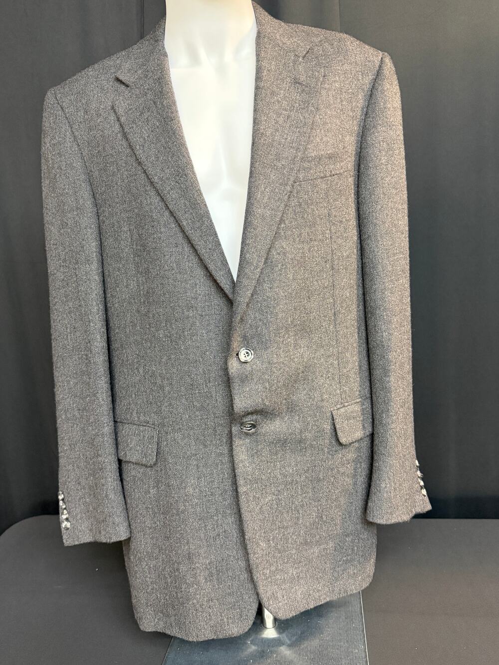 Hickey Freeman Boardroom Mens 43L 100% Camel Hair Gray Blazer USA Union Made